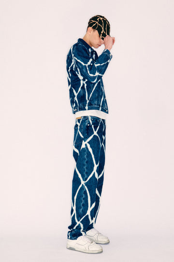 HAND PRINTED ORGANIC COTTON DENIM JEANS